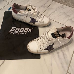 Womens Golden Goose Low Top Blue Glitter Star 40